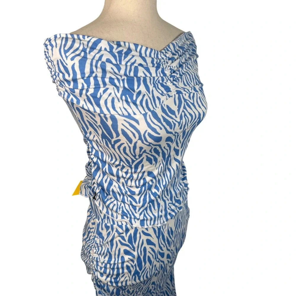DVF Diane von Furstenberg‎ Target Skirt Top Set Women S Blue Zebra Knit Chic NEW